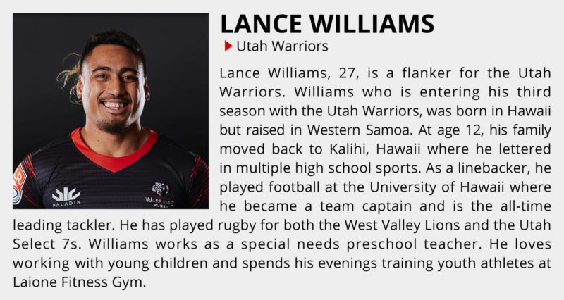 Lance Williams of the Utah Warriors set to join MLR zoom live Q&A to discuss season four of Major League Rugby